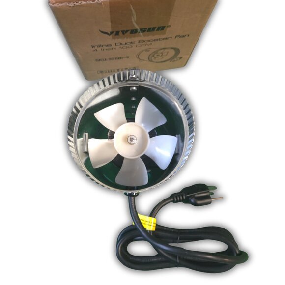 VIVOSUN 4 Inch Inline Duct Fan 100 CFM, HVAC Exhaust Ventilation Fan with Low No - Picture 2 of 5